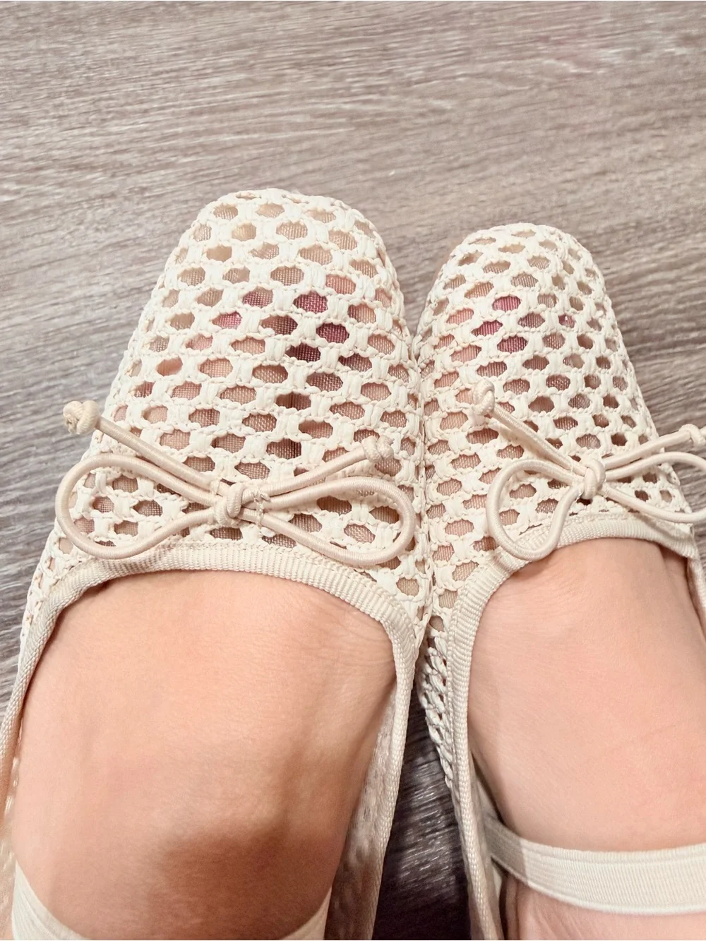 Nicole Miller Mesh Mary Jane Ballet Flats Bow Strap Slip On Square Toe US 8.5 - Picture 7 of 7